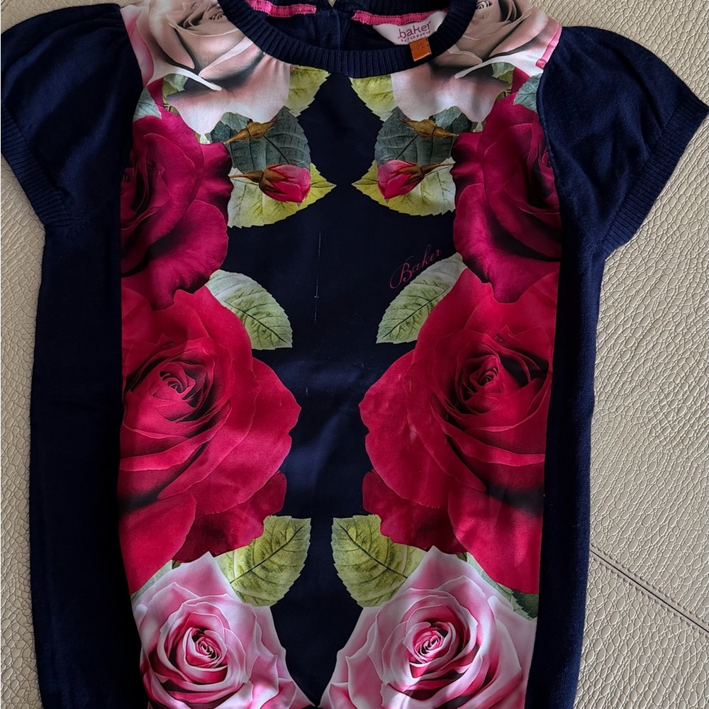 Baker by Ted Baker Navy and Pink Floral Top